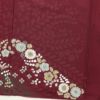 訪問着 辻が花風 刺繍 ポリエステル 花柄 袷仕立て 小豆・エンジ_画像11