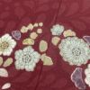 訪問着 辻が花風 刺繍 ポリエステル 花柄 袷仕立て 小豆・エンジ_画像13