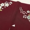 訪問着 辻が花風 刺繍 ポリエステル 花柄 袷仕立て 小豆・エンジ_画像21