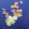 小紋 正絹 花柄 木の葉・植物柄 袷仕立て 青・紺_画像10