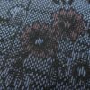 紬 しつけ糸付き 正絹 木の葉・植物柄 袷仕立て 青・紺_画像7