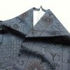 紬 しつけ糸付き 正絹 木の葉・植物柄 袷仕立て 青・紺_画像22