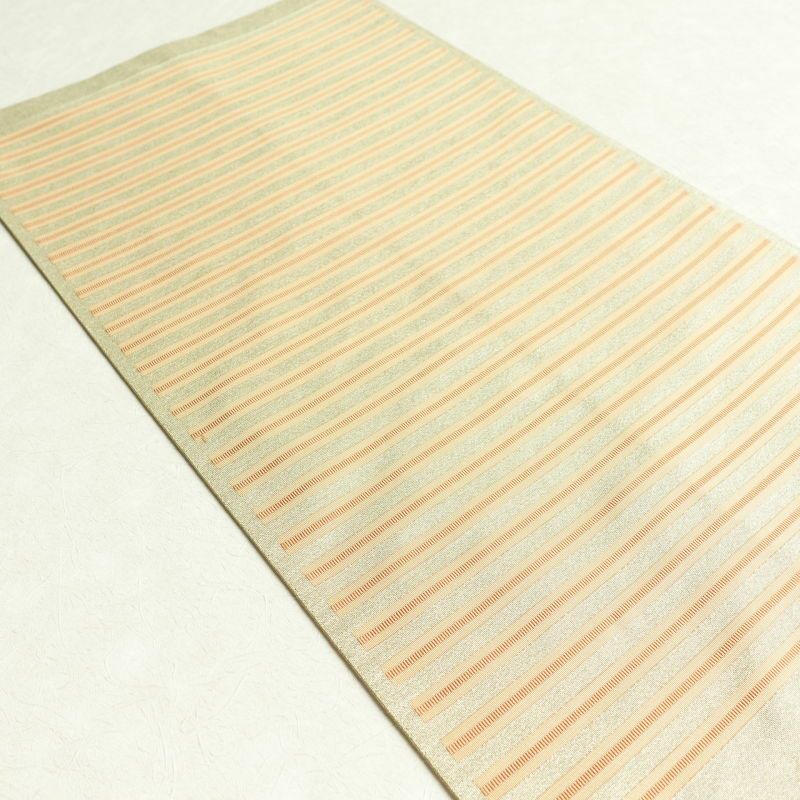 袋帯 六通柄 一般用 正絹 縞柄・線柄 緑・うぐいす色_画像23