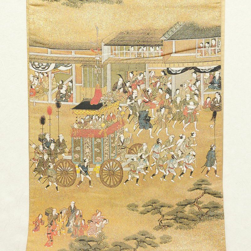 袋帯 全通柄 良品 フォーマル用 正絹 人物・動物柄 黄・黄土色_画像10