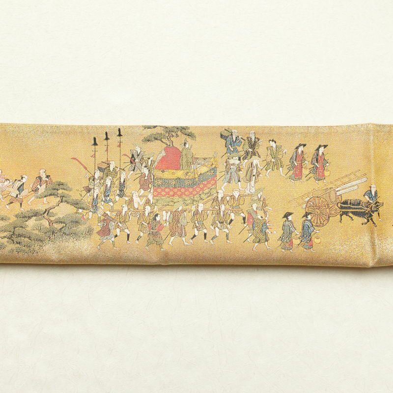 袋帯 全通柄 良品 フォーマル用 正絹 人物・動物柄 黄・黄土色_画像21