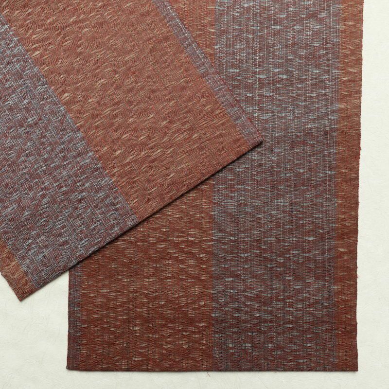 袋帯 太鼓柄 美品 漢方薬草染 手織 一般用 正絹 花柄 小豆・エンジ_画像18