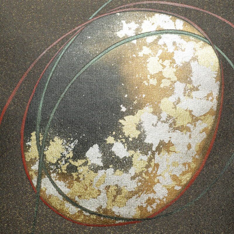 袋帯 太鼓柄 箔 フォーマル用 正絹 幾何学柄・抽象柄 茶_画像2