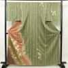 訪問着 しつけ糸付き 金駒刺繍 箔 正絹 花柄 袷仕立て 緑・うぐいす色_画像1