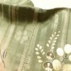 訪問着 しつけ糸付き 金駒刺繍 箔 正絹 花柄 袷仕立て 緑・うぐいす色_画像29