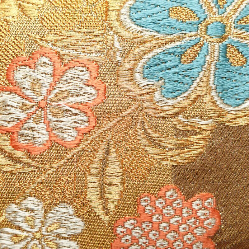 袋帯 六通柄 振袖用 正絹 花柄 桜 金・銀_画像4