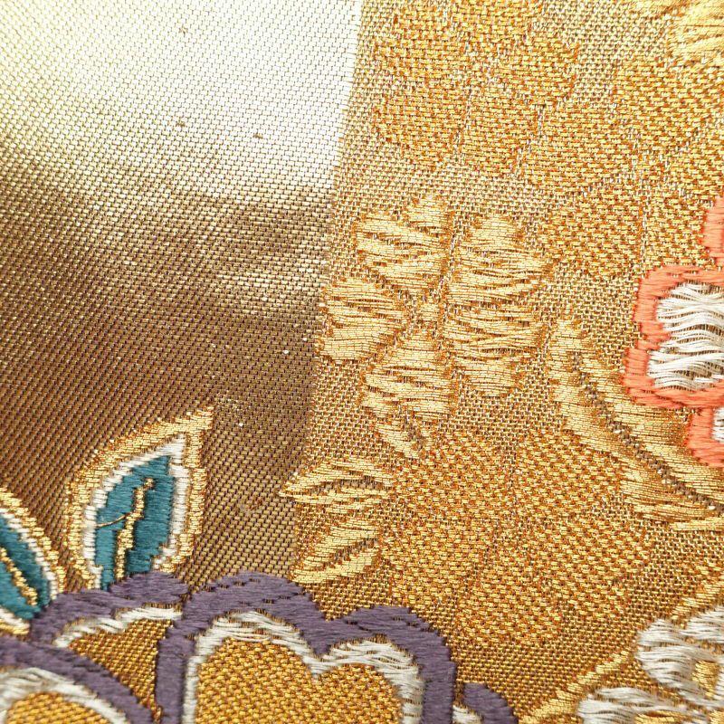 袋帯 六通柄 振袖用 正絹 花柄 桜 金・銀_画像5