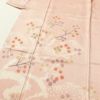 訪問着 良品 絞り 綸子 正絹 刺繍 木の葉・植物柄 袷仕立て ピンク_画像5