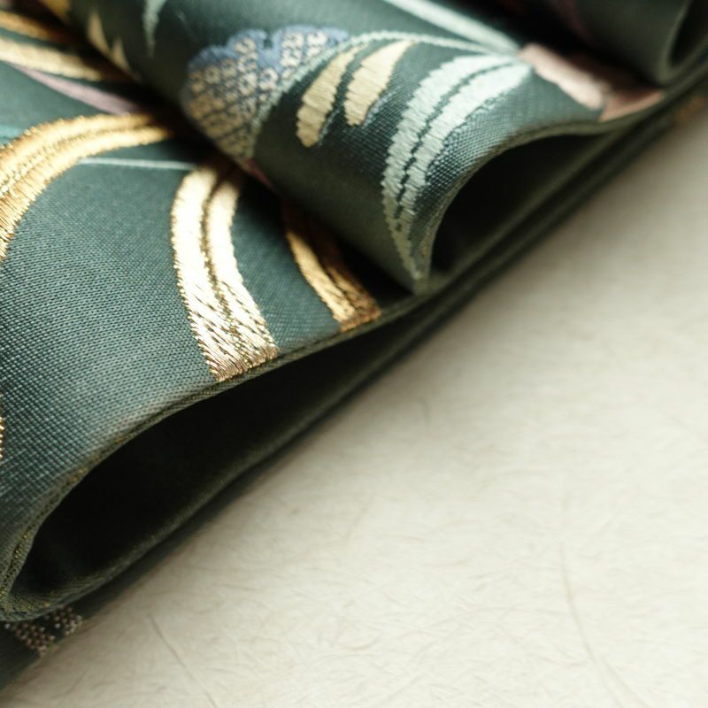 袋帯 六通柄 フォーマル用 正絹 古典柄 緑・うぐいす色_画像29