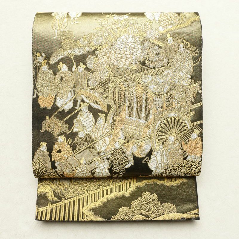 袋帯 本金箔 葵祭祭礼図 全通柄 フォーマル用 正絹 風景柄 金・銀 | 全