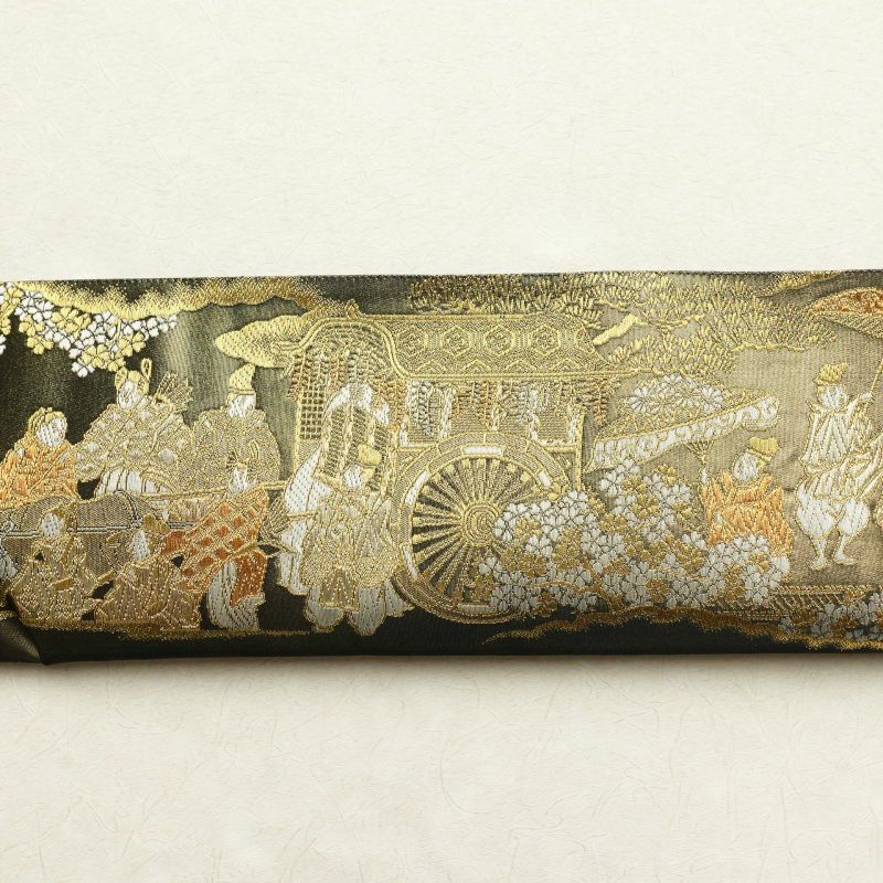袋帯 本金箔 葵祭祭礼図 全通柄 フォーマル用 正絹 風景柄 金・銀_画像19