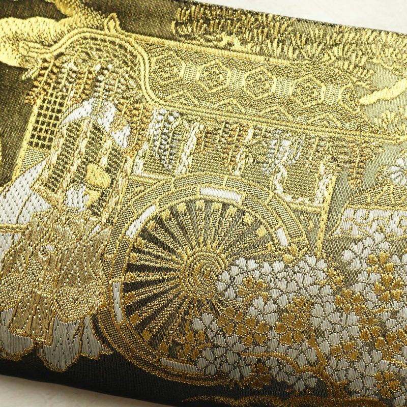 袋帯 本金箔 葵祭祭礼図 全通柄 フォーマル用 正絹 風景柄 金・銀_画像20