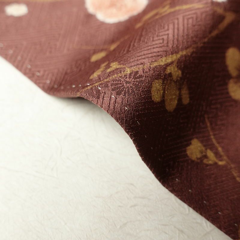 訪問着 良品 絞り 金彩 綸子 共八掛 正絹 古典柄 梅 袷仕立て 橙_画像13