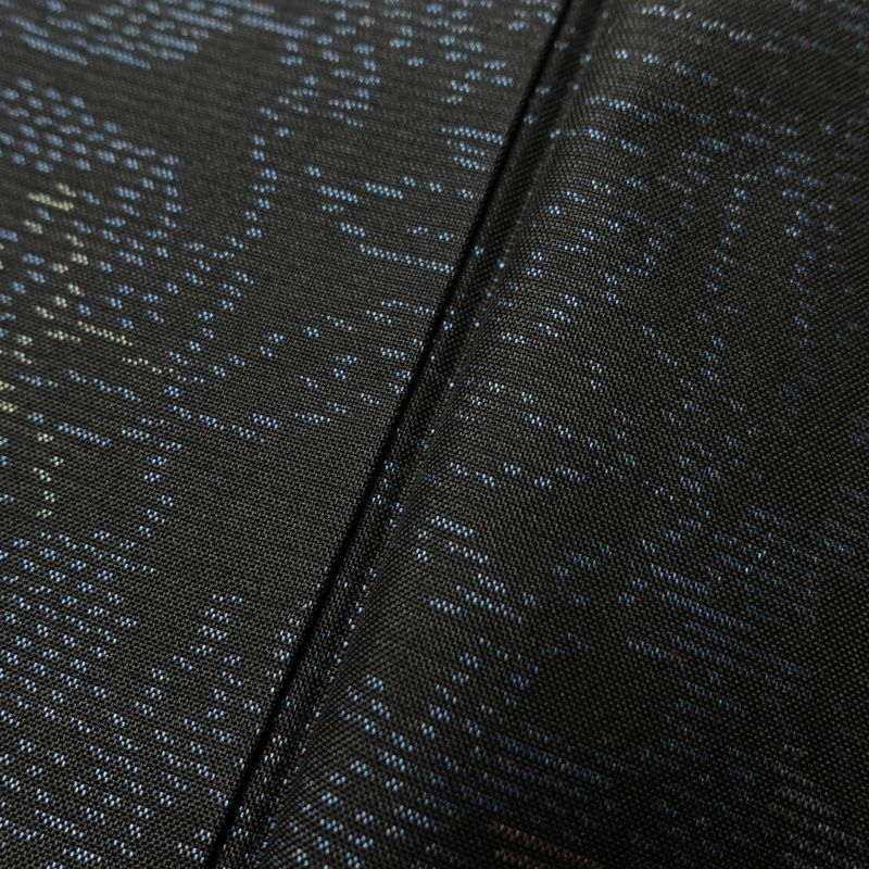 大島紬 良品 証紙なし しつけ糸付き 正絹 木の葉・植物柄 袷仕立て 黒_画像8