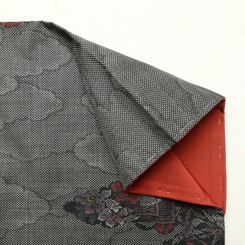 本場大島紬 良品 証紙あり 五共織物 正絹 袷仕立て 雲柄 グレー_画像16