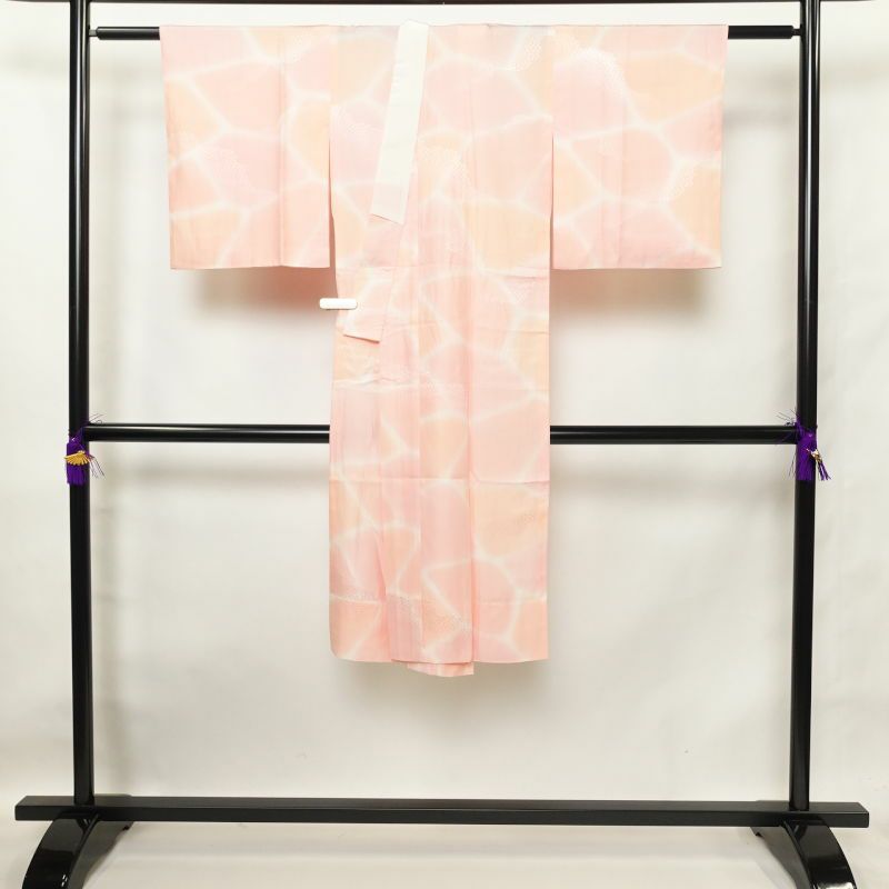 長襦袢 良品 正絹 幾何学柄・抽象柄 袖無双・胴抜き ピンク_画像2