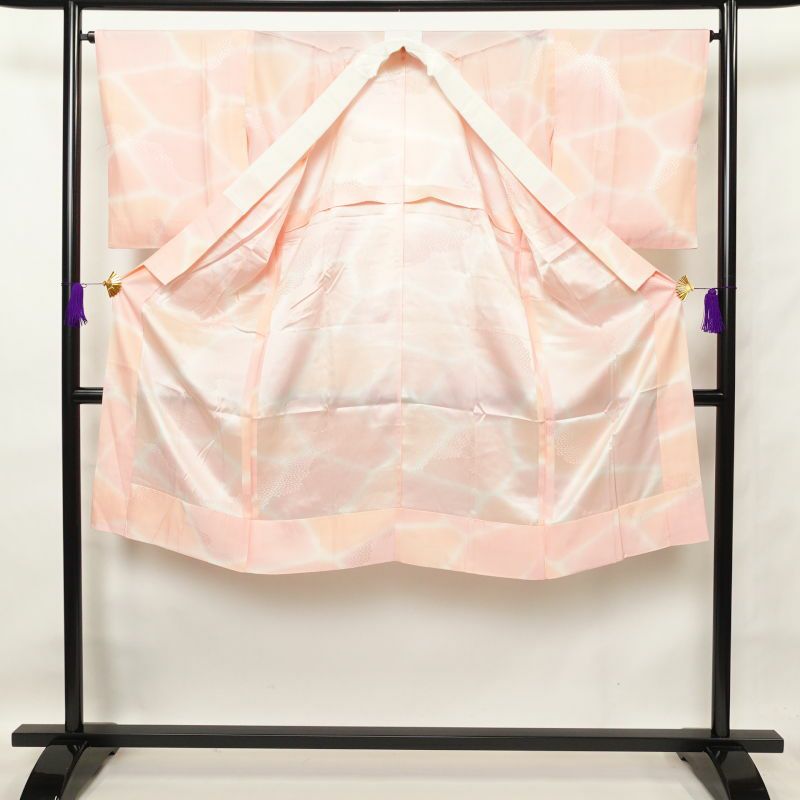 長襦袢 良品 正絹 幾何学柄・抽象柄 袖無双・胴抜き ピンク_画像3