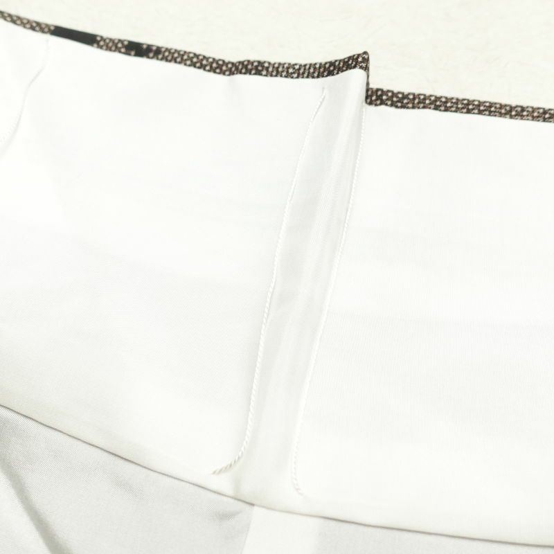 紬 しつけ糸付き 正絹 木の葉・植物柄 紬着物 袷仕立て 茶_画像28