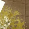 訪問着 正絹 一つ紋付き 共八掛 梨地 金彩 刺繍 木の葉・植物柄 袷仕立て 茶_画像5