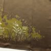 訪問着 正絹 一つ紋付き 共八掛 梨地 金彩 刺繍 木の葉・植物柄 袷仕立て 茶_画像17