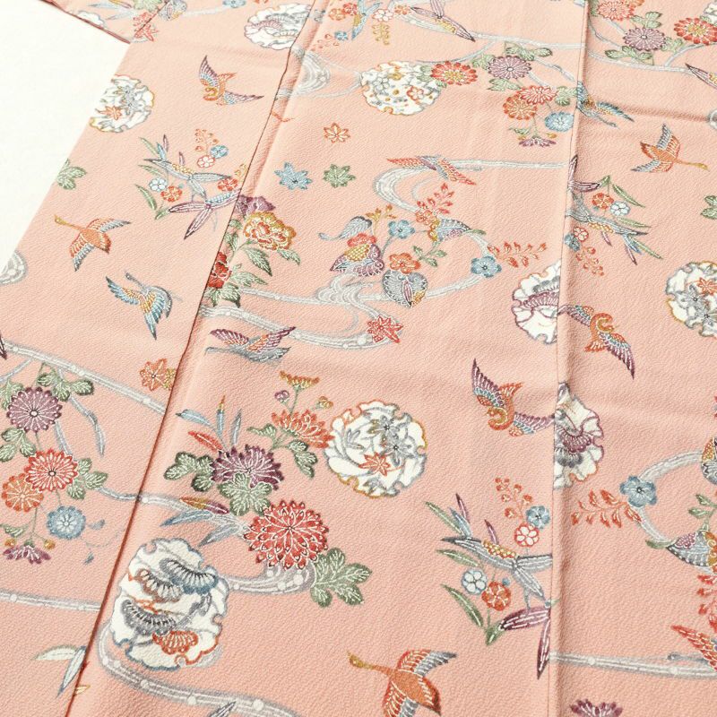 小紋 良品 縮緬 正絹 古典柄 小紋着物 袷仕立て ピンク_画像5