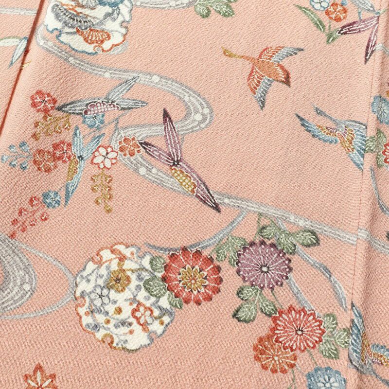 小紋 良品 縮緬 正絹 古典柄 小紋着物 袷仕立て ピンク_画像6