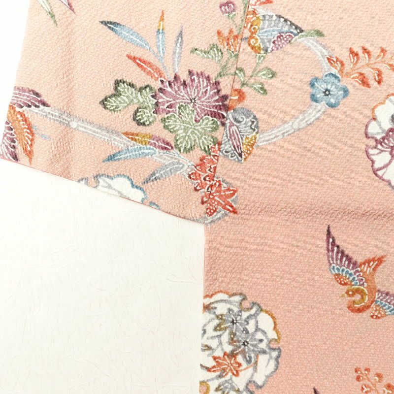 小紋 良品 縮緬 正絹 古典柄 小紋着物 袷仕立て ピンク_画像14