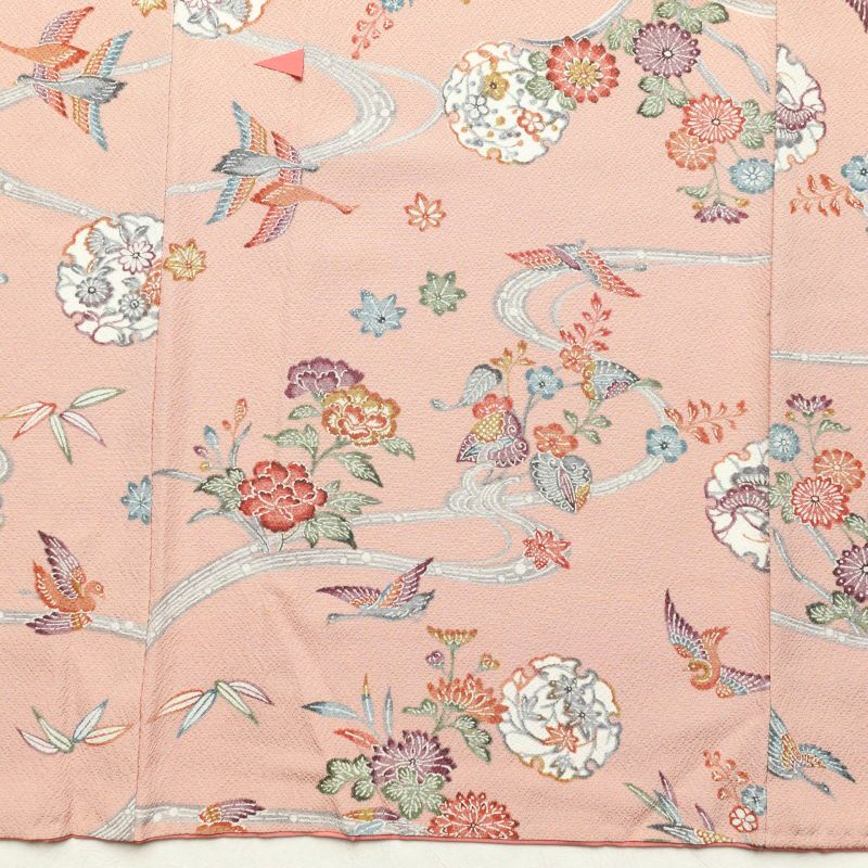 小紋 良品 縮緬 正絹 古典柄 小紋着物 袷仕立て ピンク_画像15