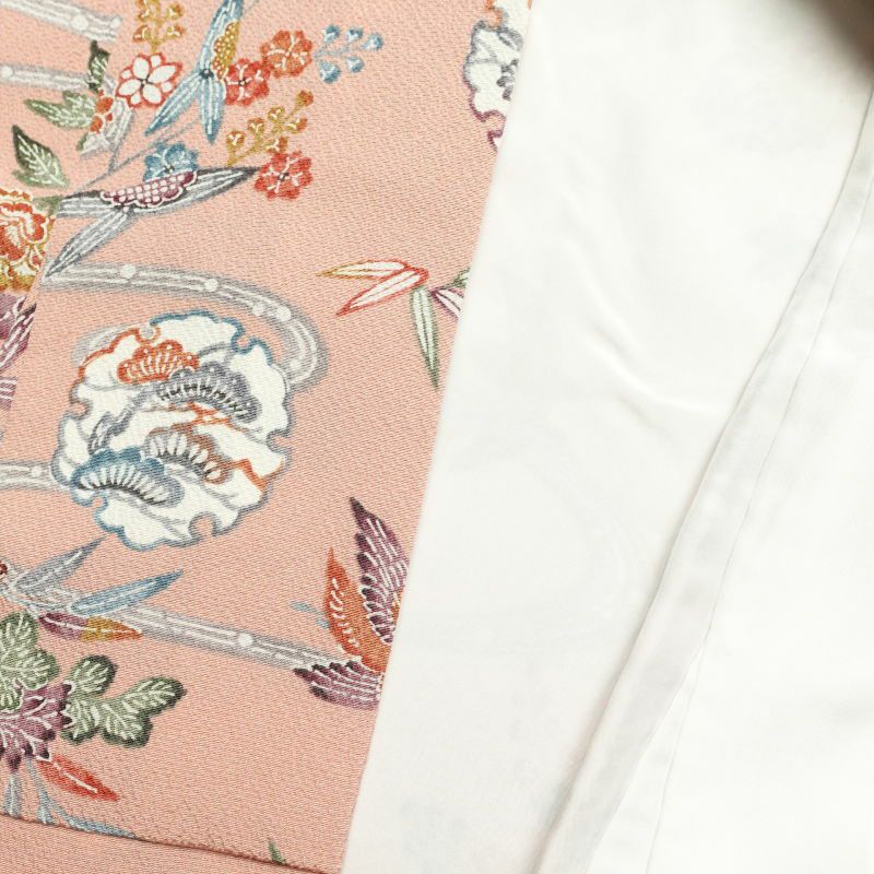 小紋 良品 縮緬 正絹 古典柄 小紋着物 袷仕立て ピンク_画像26