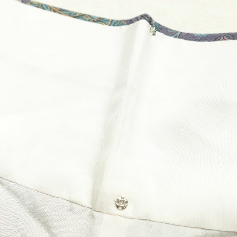 小紋 美品 しつけ糸付き 縮緬 正絹 幾何学柄・抽象柄 袷仕立て 紫・藤色_画像27