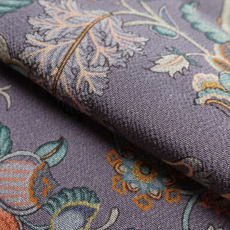 小紋 美品 しつけ糸付き 縮緬 正絹 幾何学柄・抽象柄 袷仕立て 紫・藤色_画像28