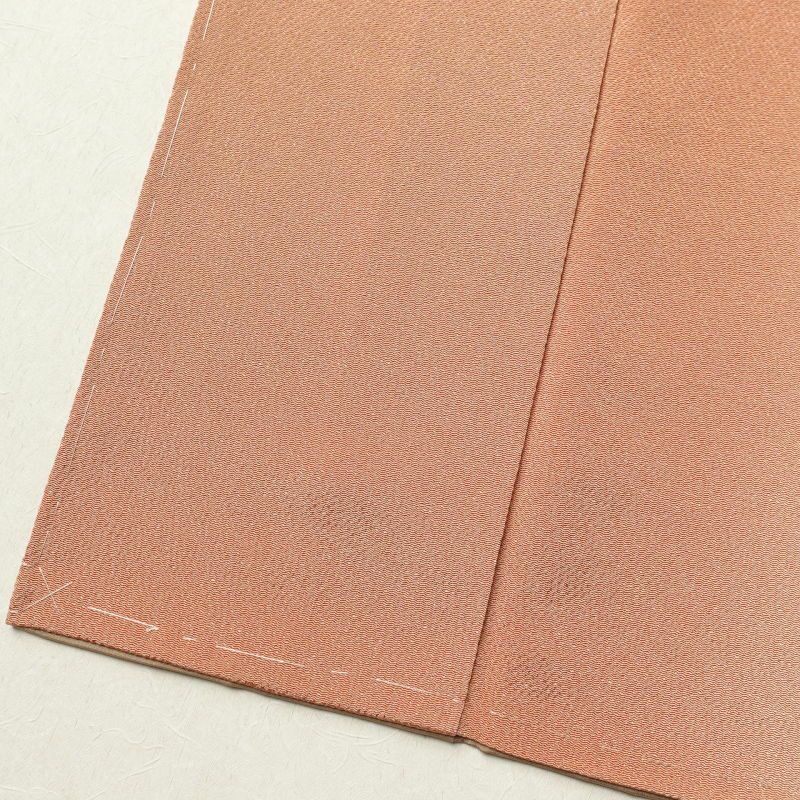 付け下げ 美品 しつけ糸付き 縮緬 正絹 その他の柄 袷仕立て 橙_画像10