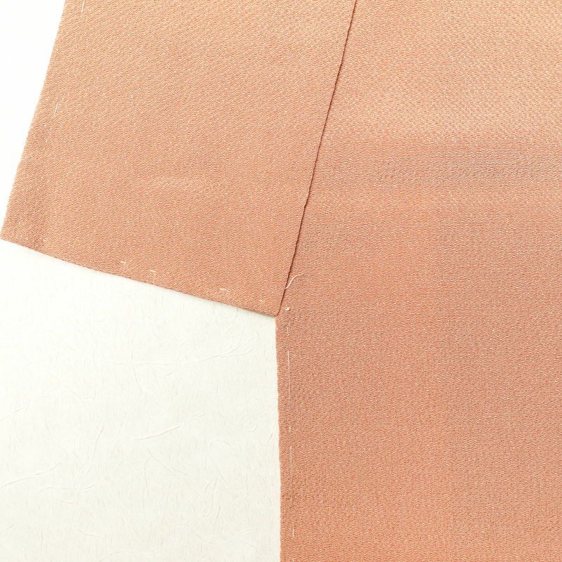 付け下げ 美品 しつけ糸付き 縮緬 正絹 その他の柄 袷仕立て 橙_画像13
