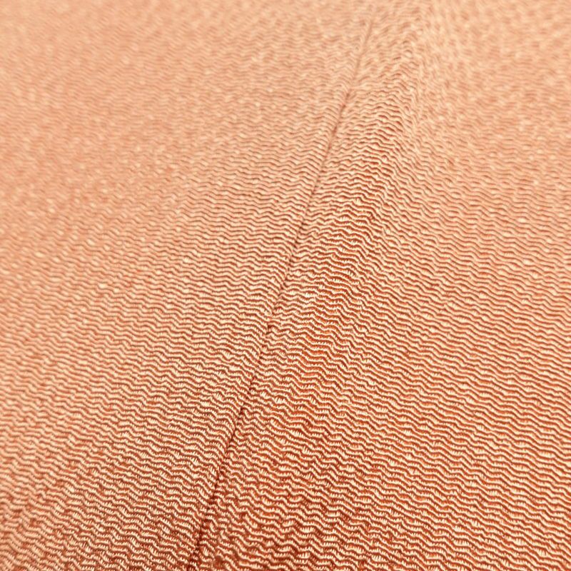 付け下げ 美品 しつけ糸付き 縮緬 正絹 その他の柄 袷仕立て 橙_画像16