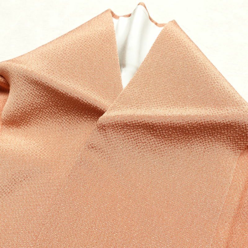 付け下げ 美品 しつけ糸付き 縮緬 正絹 その他の柄 袷仕立て 橙_画像25