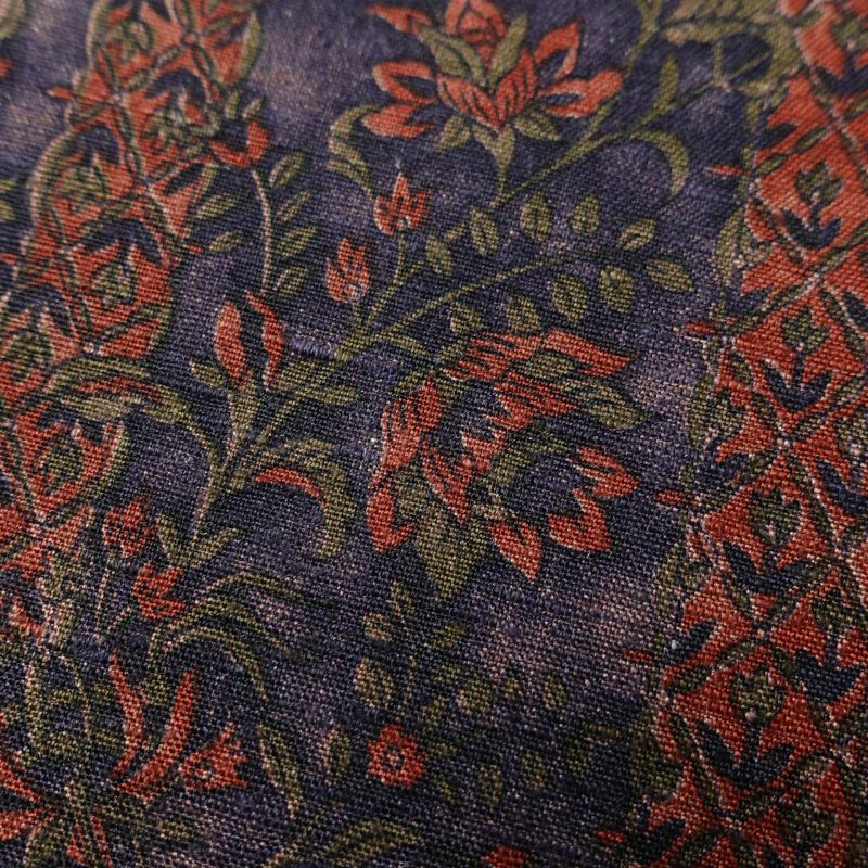 小紋 良品 正絹 紬地 小紋着物 花柄 袖無双・胴抜き 紫・藤色_画像7