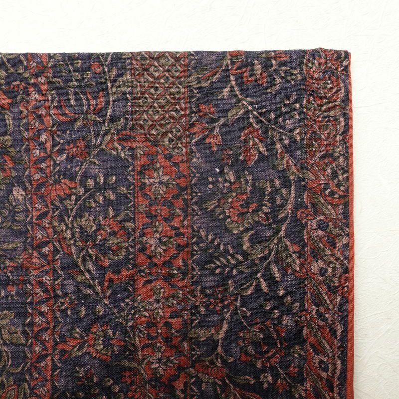 小紋 良品 正絹 紬地 小紋着物 花柄 袖無双・胴抜き 紫・藤色_画像15