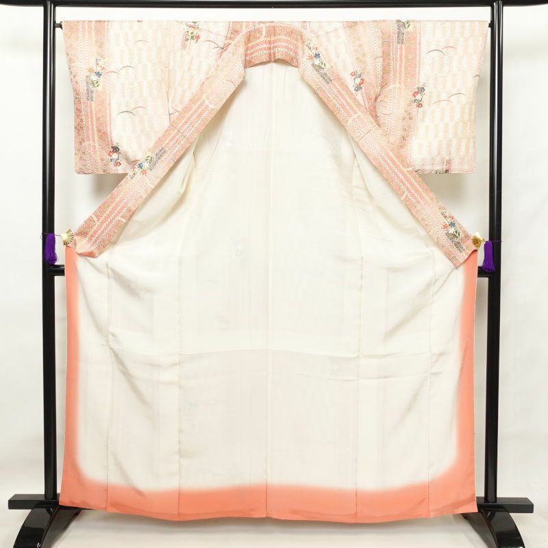 小紋 正絹 金彩 古典柄 小紋着物 こもん 袷仕立て ピンク_画像3