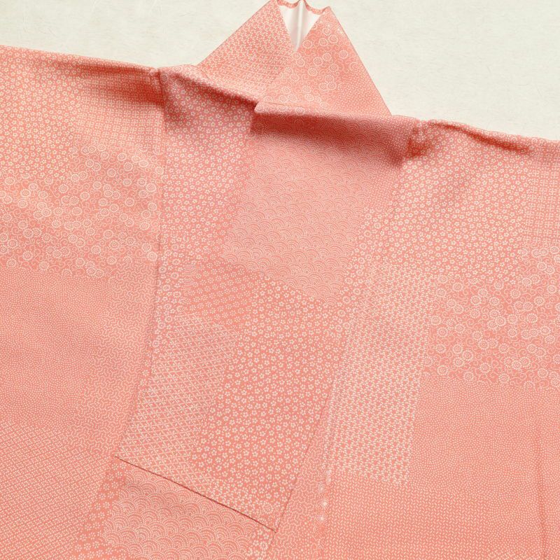 小紋 良品 伝統工芸 伊勢型彫 落款入り 縮緬 江戸小紋 正絹 古典柄 袷仕立て ピンク_画像20