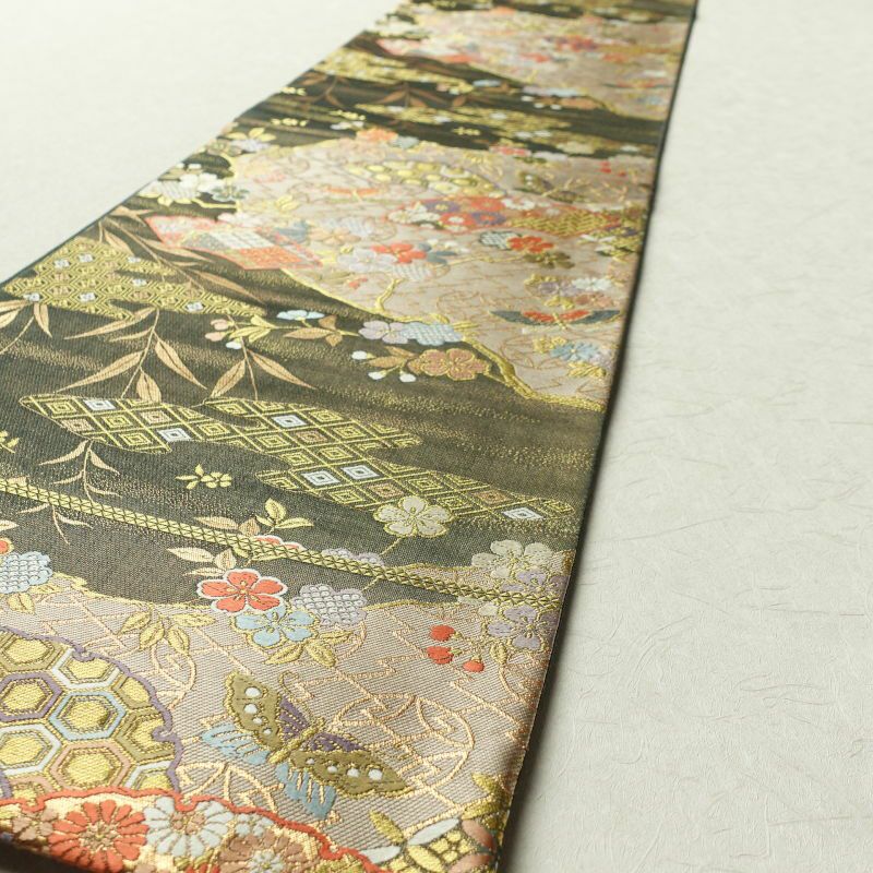 袋帯 六通柄 フォーマル用 正絹 古典柄 亀甲 緑・うぐいす色_画像13