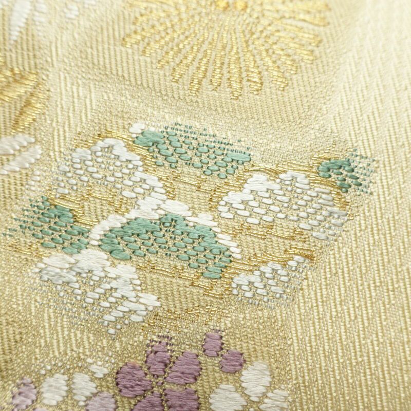 袋帯 六通柄 フォーマル用 正絹 古典柄 黄・黄土色_画像6