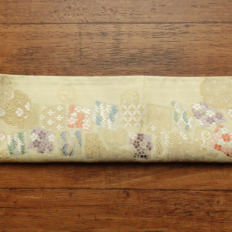 袋帯 六通柄 フォーマル用 正絹 古典柄 黄・黄土色_画像22
