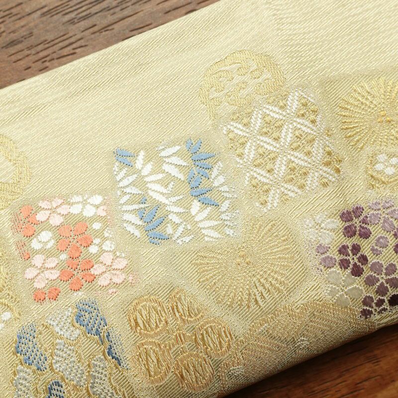 袋帯 六通柄 フォーマル用 正絹 古典柄 黄・黄土色_画像23