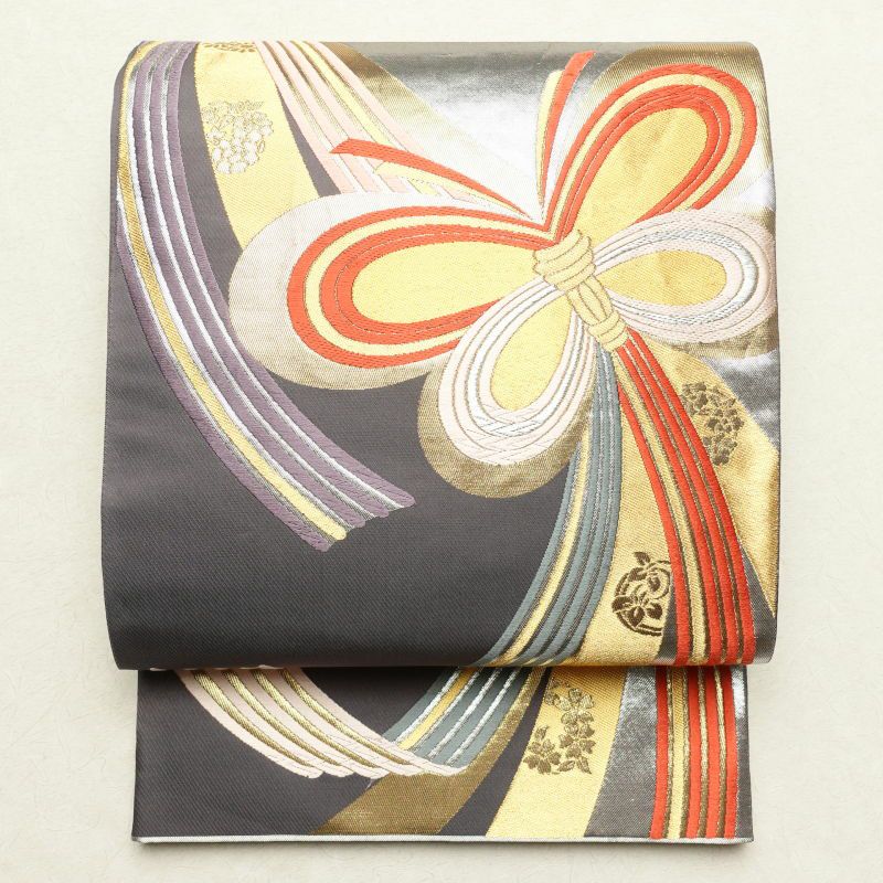 袋帯 六通柄 良品 振袖用 正絹 古典柄 紫・藤色_画像1