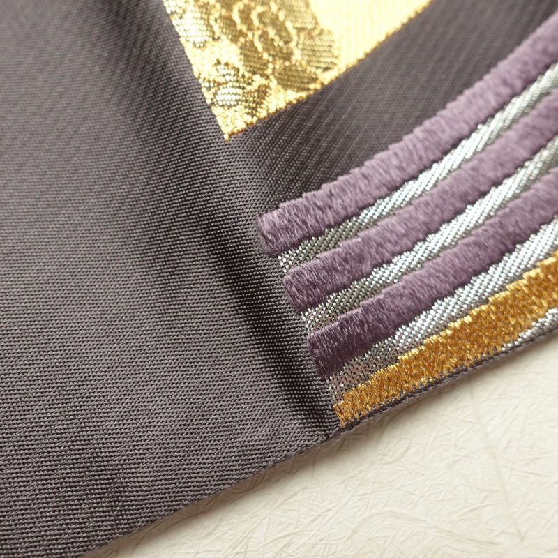 袋帯 六通柄 良品 振袖用 正絹 古典柄 紫・藤色_画像23