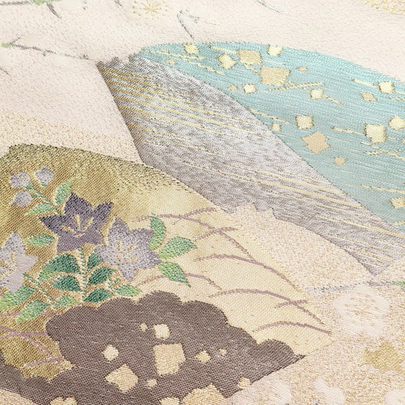 色留袖 美品 箔扇琳派図 丹後ちりめん しつけ糸付き 箔 金糸 刺繍 正絹 古典柄 袷仕立て ピンク_画像18